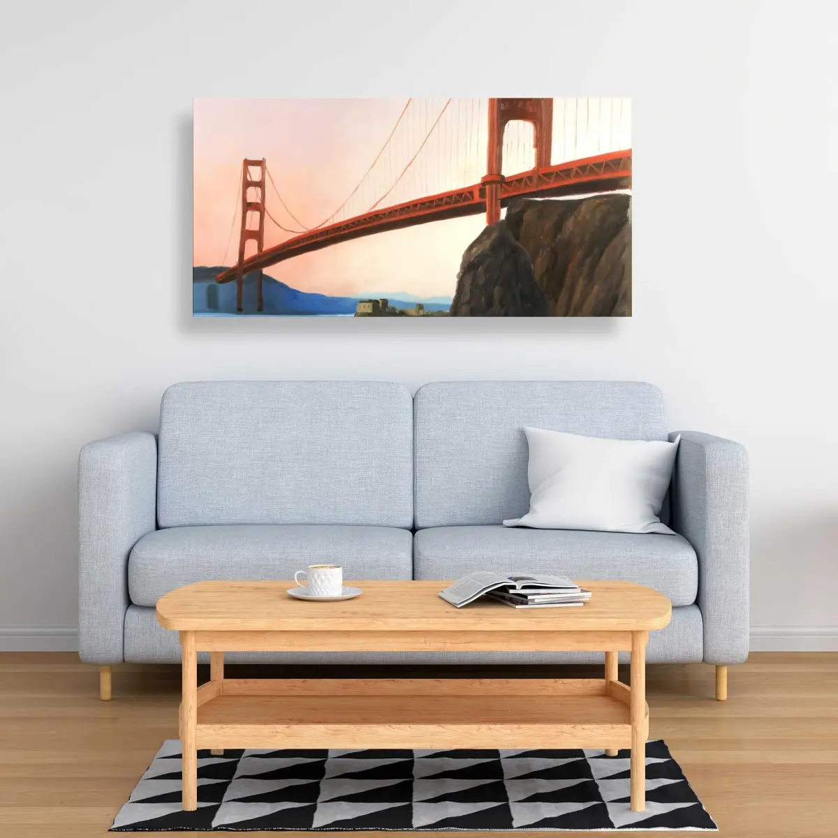 Begin Home Decor C1RC2448NWUYD1 24 x 48 in. Sunset on the Golden Gate Bridge - Red Contemporary Canvas Art