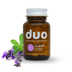 Duo Sleep Whitening Toothpaste Tablets, Melatonin (1.5mg) + L-Theanine, nHa for Remineralization & Sensitivity,  Travel-Ready Oral Care - 1 Pack