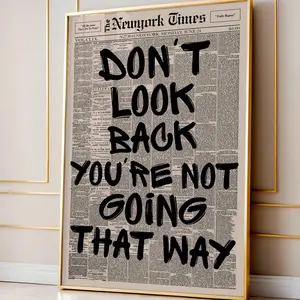 Retro Don't Look Back Newspaper Poster, Trendy Wall Art, Apartment Aesthetic Print, Typography Poster, Aesthetic Print, Wall Decor (No Frame)
