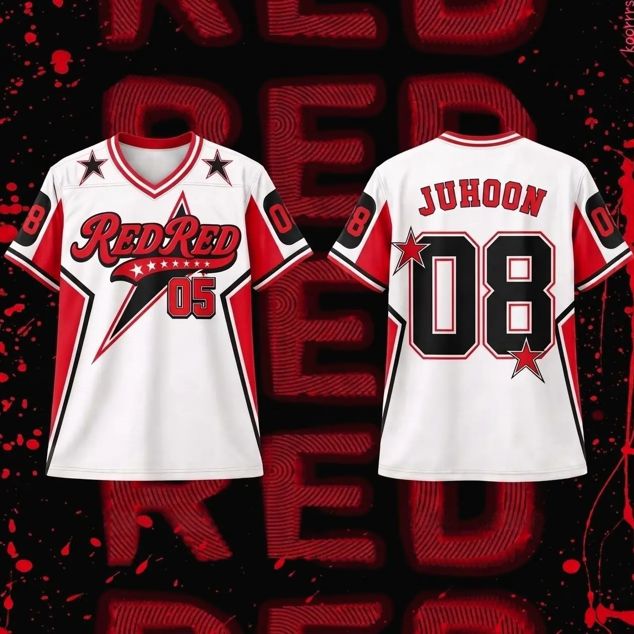 Red Red Football Jersey Kpop Fan Gift Unisex Sports Shirt