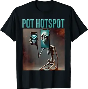 Internet Hilarious Meme AI Character Pot Hotspot Skeleton T-Shirt - Abigailma Shop 20B0F796JBP9