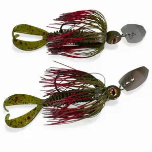 Watermelon Red Blade Ripper Custom Made Direct Connect Bladed Jig 2 PACK choose 3/8oz or 1/2oz Freshwater Fishing Pro with Sharp VNC Hooks and Custom Skirts and Trailers