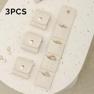 3 Counts Jewelry Pouches With Snap Closure Jewelry Storage Bag 1 Set- Christmas Gift Bags For Earrings, Necklaces, Bracelets, And Rings - Perfect For Storage & Pieceaging,Travel Pouch for Wedding Jewelry,Ring Organizer Roll Portable Gym Storage bag