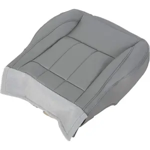 Driver Side Bottom Seat Cover Compatible with 2006-2009 Dodge Ram 1500 2500 3500 Laramie Synthetic Leather Seat Cushion Cloth Replacement Gray (ONLY for Pickup with Hard Plastic on Side)