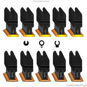 100PCS Oscillating Tool Blades, Titanium & HCS Oscillating Saw Blades for Metal/Wood/Plastic Cutting, Curved Edge Multi Tool Blades Compatible with Bosch Milwaukee RyobiEverlanelnspired17CCMasterMarkToolsLumièreNoire16XXAllDayGoods7
