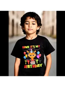 Sprunki Boys Girls Birthday Bruh It'S My Birthday Sprunki Boys T-Shirt for Boys Fashion Trend Bottoming Shirt Breathable, Casual Comfortable Top Streetwear Fashion Casual Summer Tee Crew Neck Short Sleeve T-Shirt Best Gift for Boy Girl