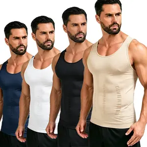1/2/3Pack Men Compression Belt Shaper Vest  Shapewear Vest Undershirt Tummy Control Fitness Shirt Men Body Shaper for Everyday & Gym