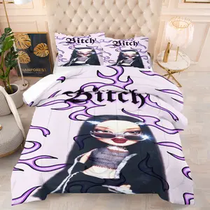New Bratz Pixiez pattern quilt set,including 1 quilt and 1 or 2 pillowcases without pillows,suitable as a gift for girls,soft and warm bedroom decoration for teenagers and adults