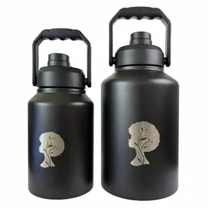 Termo Negro Mate con Asa 64 oz / 128 oz – Acero Inoxidable | Frío y Caliente