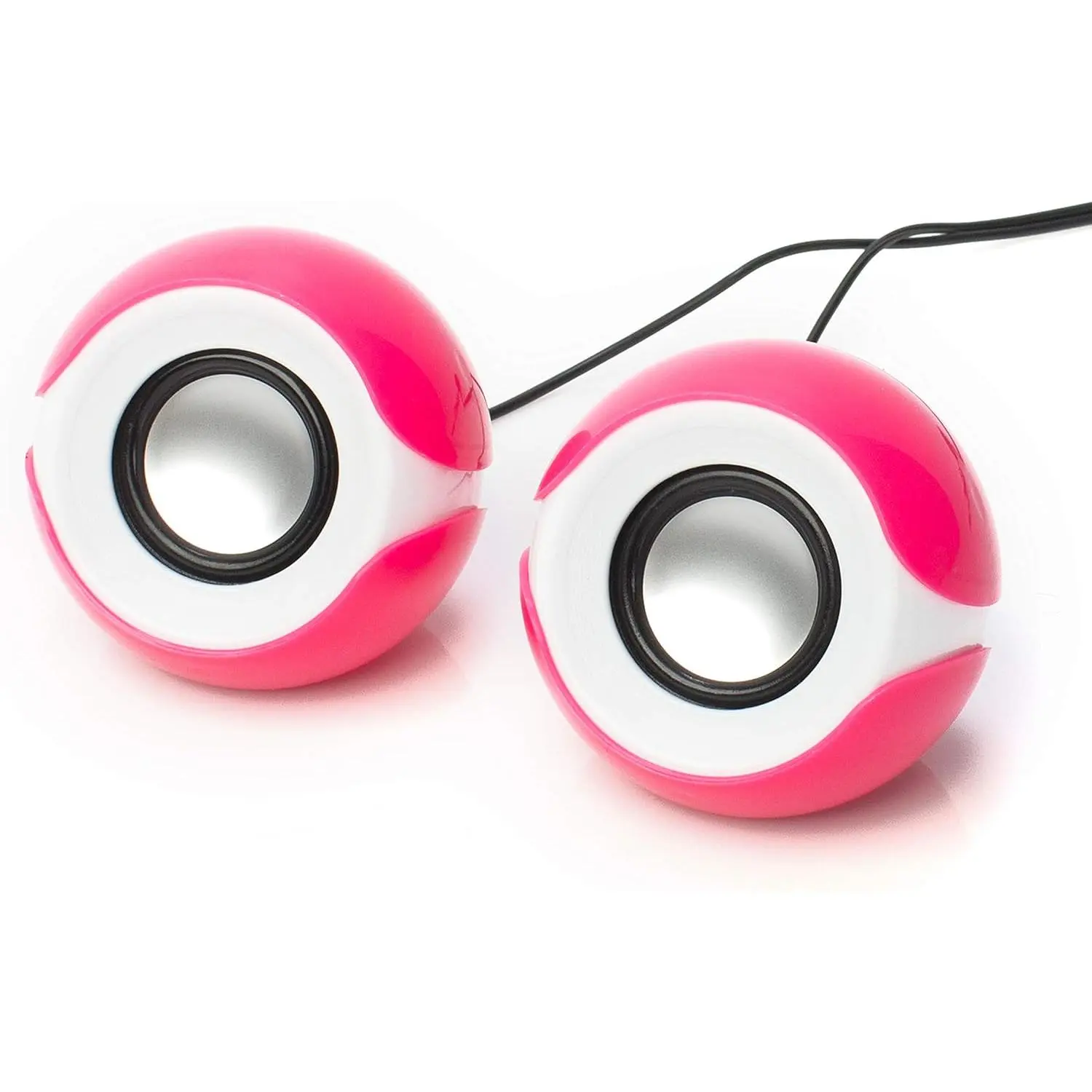 Lightweight Pink 2.0 Stereo Computer Speakers - 8W Output, 2*2in Compact Balanced Sound, USB-Powered, Plug-and-Play, Volume Control, Gaming-Friendly for PCs & Laptops, Cute Stylish Audio Gadget Alternative
