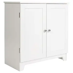 Redmon Double Door Freestanding Floor Cabinet, Modern Wooden Furniture, White Redmon Double Door Freestanding Floor Cabinet, Modern Wooden Furniture, White
