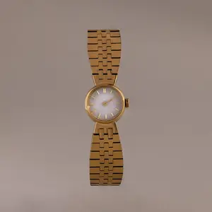 Brick Link Timepiece by Caitlyn Minimalist - Vintage Style 18K Gold Plated Watch for Women - Art Deco Jewelry - Gift for Her