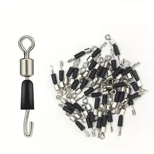 Fast Link Fishing Line Quick Connectors - Solid Rings with Black and Silver Swivel Hooks, Ideal for Rolling and Bearing Applications, Fishing Gear Accessory|Swivel Hook Design|Durable Fishing Hooks