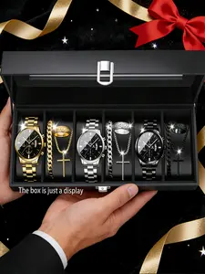 12 piece men's collection: personalized watch and coordinated Matching jewelry set - exquisite style set suitable for various occasions