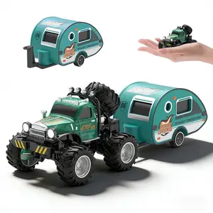 Mini RC Monster Truck with Camper Trailer, 3-Speed Remote Control Off-Road Toy Car for Kids, Perfect Indoor Adventure Gift