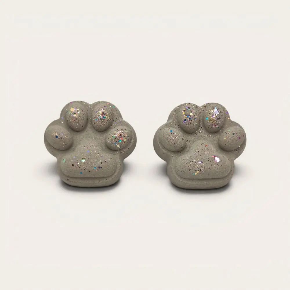 Handmade Cement Paw Print Fridge Magnet Set | Sparkly Pet Decor
