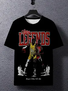 3D Casual Men's Short Sleeve Top, Round Neck, Breathable Fabric, Running Fitness Wear, Comfortable, Retro Style