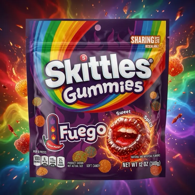 Skittles Fuego Gummies - US Sweet Meets Spicy Mixed Fruity Snacks, 12oz Chewable Prepackaged Candy Treat for All Ages