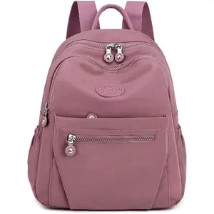 Mini Nylon Women Backpacks,11L Small Ladies backpacks Casual Lightweight Women Shopping Travel Daypack (Carmine)