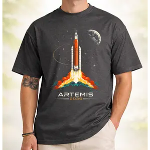 Artemis II Space Rocket T-Shirt, NASA Moon Mission 2026 Collection, Orion Spacecraft Graphic Top, Premium Space Lover Tee