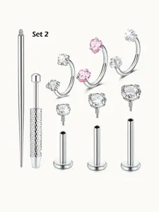 18g Stainless Steel Horseshoe Nose Ring, Flat Back Stud Earrings for Women Men, Hypoallergenic Surgical Steel, Piercing Jewelry Set