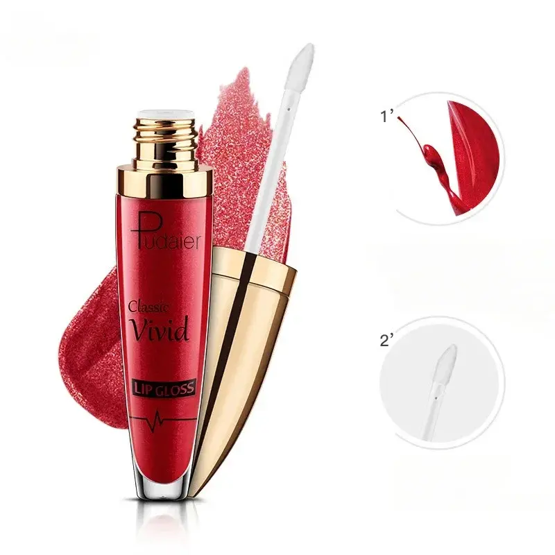 Pudaier Glitter Lip Gloss - Waterproof, Long-Lasting Diamond Matte-to-Shimmer Metallic Liquid Lipstick for Women, Silky, Pearl-Infused, Chamomile Lip Care with Moisturizer Benefits