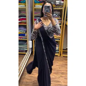 Ready to Wear Drape Saree with Embroidered Blouse & Waist Belt