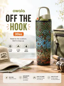 Owala 30oz FreeSip Sway Off the Hook Water Bottle – Leakproof Insulated Stainless Steel Tumbler for Fishing, Travel & Everyday Hydration