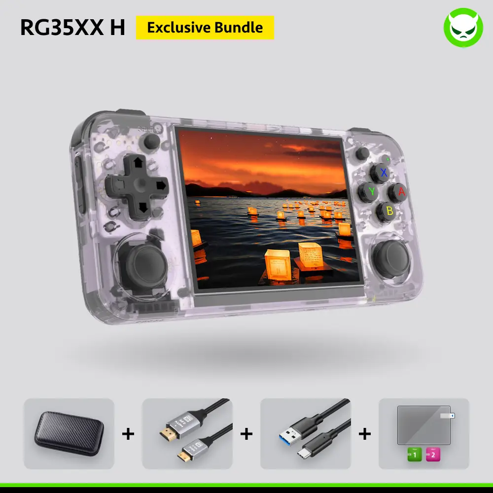 Anbernic RG35XX H Handheld Game Console【Buy 1 Get 1 HDMI Cable+1 Fancy Case+1 Screen Protector+1 Type-C Cable】3.5-inch IPS Screen Linux CPU H700 Quad-