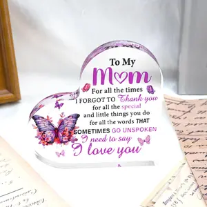 Mother's Day Gift for Mom, Heart-Shaped Acrylic Block, Acrylic Plaque Sign, Best Mom Gift, Thanksgiving Gift, Sock Stuffer, Universal Setting