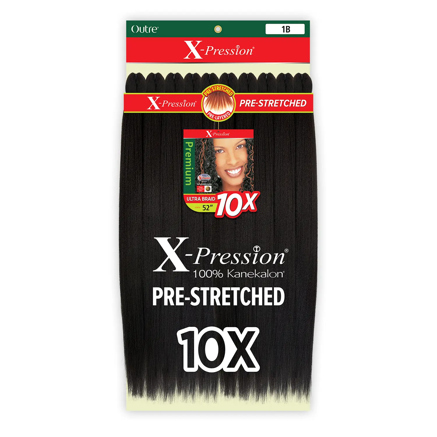 Outre Braids X-Pression Kanekalon 10X Pre Stretched Ultra Braid 52", Superior Braiding Meets Speed, Synthetic Fiber