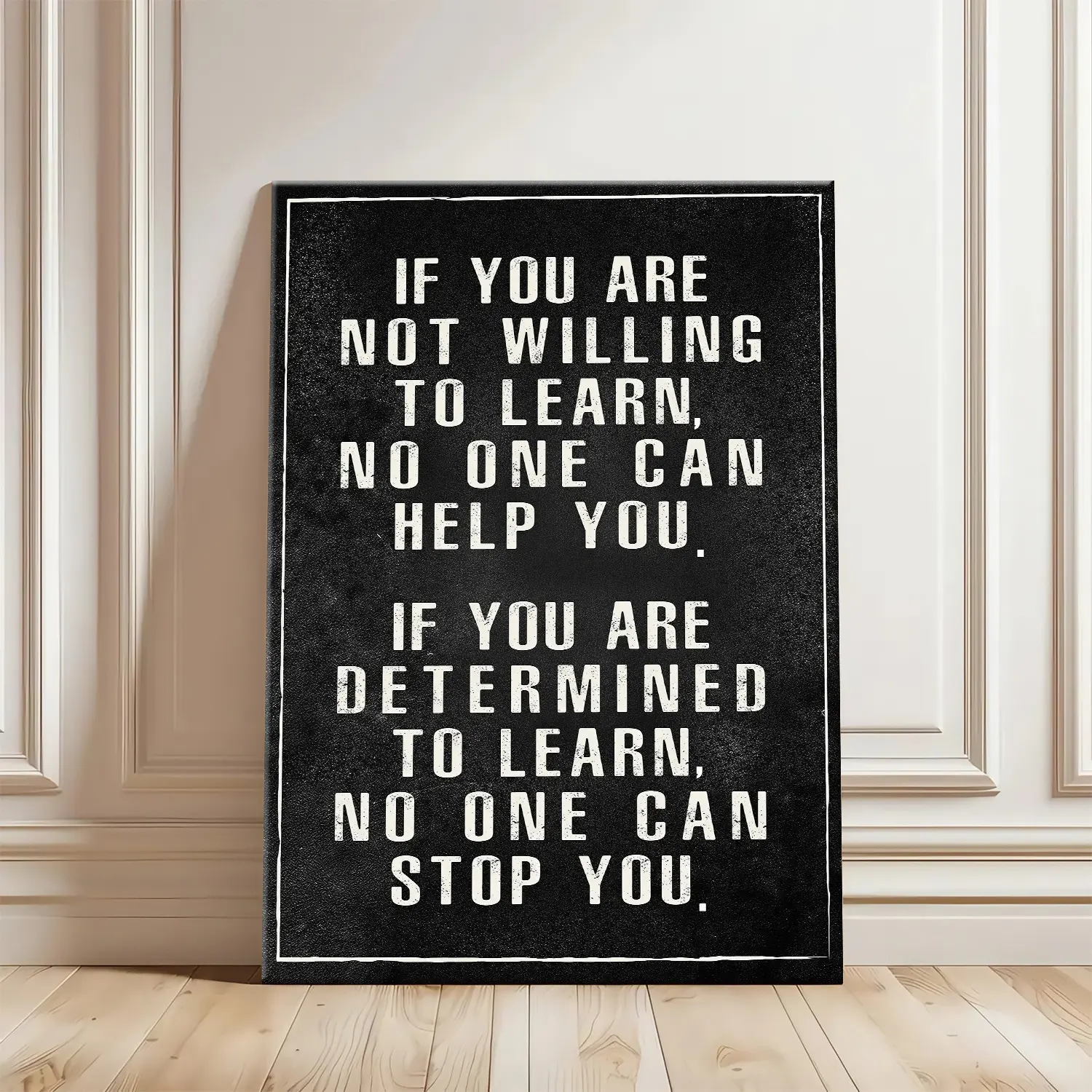 "If You Are Determined To Learn" Inspirational Canvas Wall Art, Educational Quote Poster For Classroom, Teacher Student Gift, Study Room Decor