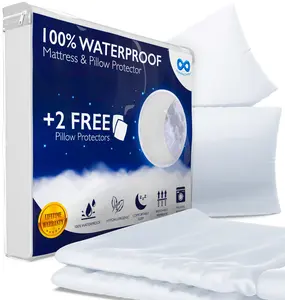 Waterproof Mattress Protector - Zippered Bed Bug % Dust Mite Proof, Hypoallergenic