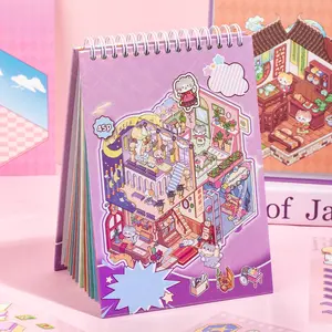 45 Sheets/book Decorative Sticker Book, Craft Stickers, DIY Stickers, Adhesive Stickers, Pet Material, Cat Room Theme, 18 Scenery Decoration Stickers, Fancycat Series 2.0