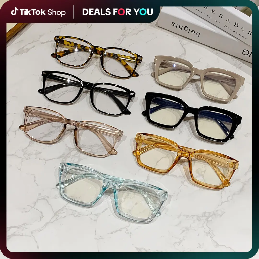 【dealsforyoudays】Paleshy 7-Pack Blue Light Reading Eyeglasses - Unisex Simple Square Frames, Durable Lightweight Fashion Accessory with Affordable Versatility for Everyday Use, 2025 Student Back to School Gift