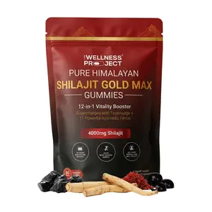 The Wellness Project 12-in-1 Pure Himalayan Shilajit Gold Max Gummies, 4000 mg, 60 Count, Chewy & Gummy, Non-Stim Mineral Supplements, Lab-Tested Purity for Strength & Vitality Support