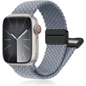 Magnetic Braided Stretchy Loop - Compatible with Apple Watch Band 42mm 46mm 40mm 41mm 44mm 45mm 38mm Ultra/2 49mm Women Men,Elastic Woven Fabric Nylon Strap for iWatch Ultra Series 10 9 8 7 6 5 4 3 SE