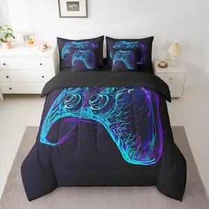 Feelyou 7-Piece Microfiber Bedding Set - Ultra-Soft Bed-in-A-Bag with Breathable Blanket, Game Controller Gamer Comforter Set for Boys