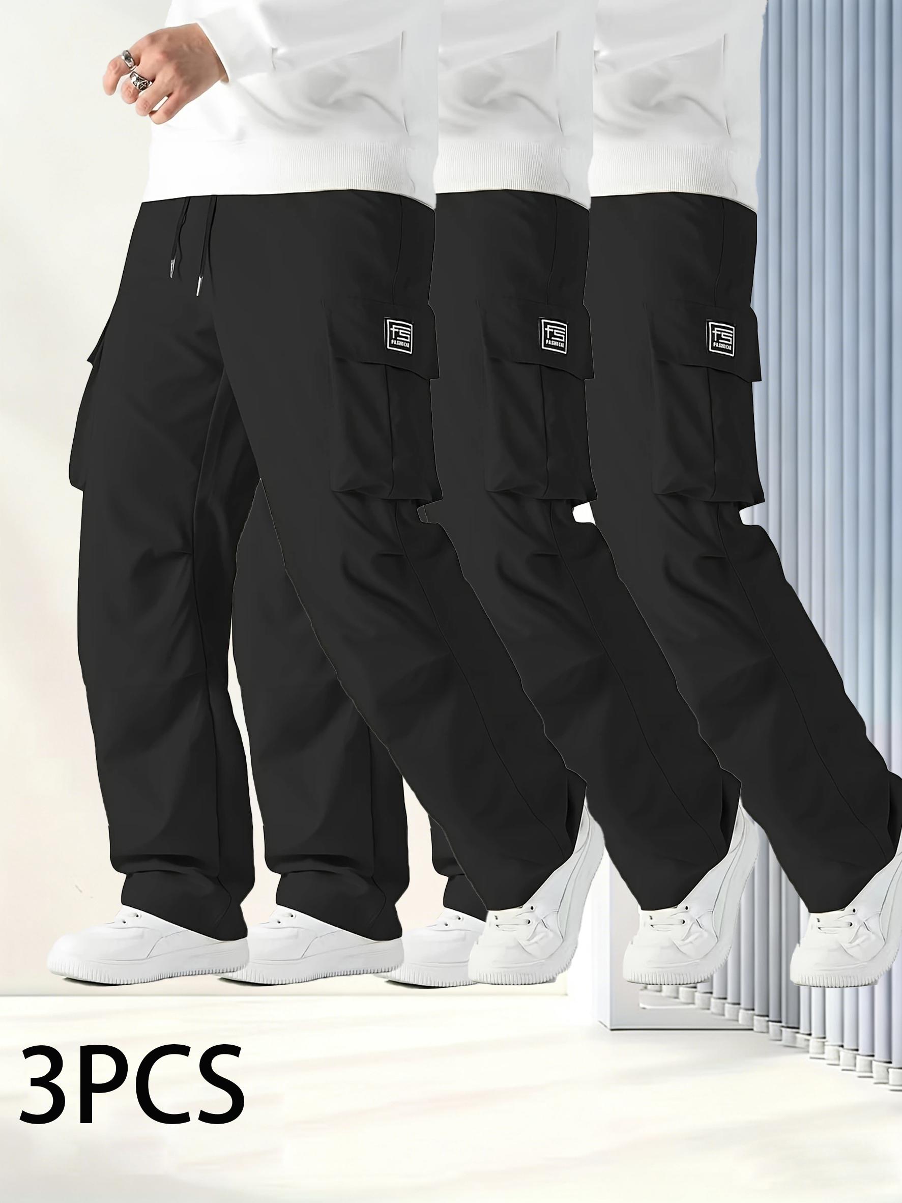 3 Pack Men's Tactical Cargo Pants, Elastic Waistband & Multi-Pocket Design, Perfect for Spring & Summer, Ideal for Outdoor Activities