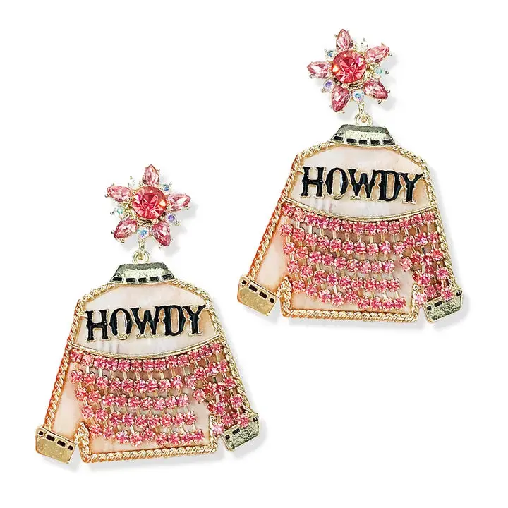 Hot Pink Diamonds & Denim Earrings #VLJE2639-HTPK