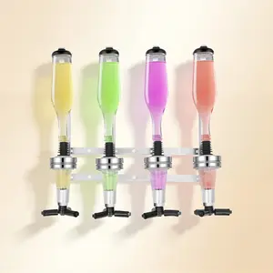 Silver 4-Head 25ml Sturdy Liquor Dispenser with Wall Mount, Aluminum Alloy & ABS Removable Wine Pourers, Precise Shot Measure for Cocktail Mixing, Home Bar Use