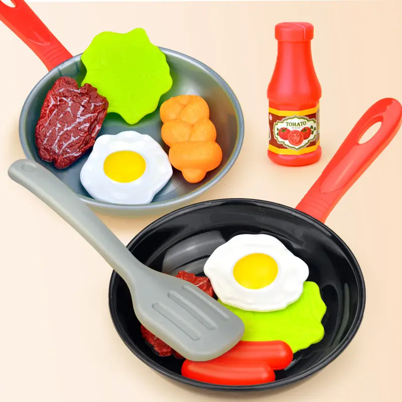 Kids Play Kitchen Set, Baby Role-Playing Cooking Toy, Pretend Cooking Set, Non-Toxic DIY Cookware with Frying Pan, Vegetables, 8 Piece Set, Kitchen Playset