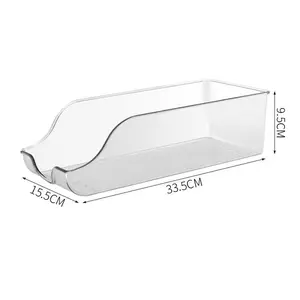 2-Pack Transparent Refrigerator Storage Boxes, BPA-Free, Front Opening, Stackable, Kitchen & Pantry Organizer, for Cans, Bottles, Food