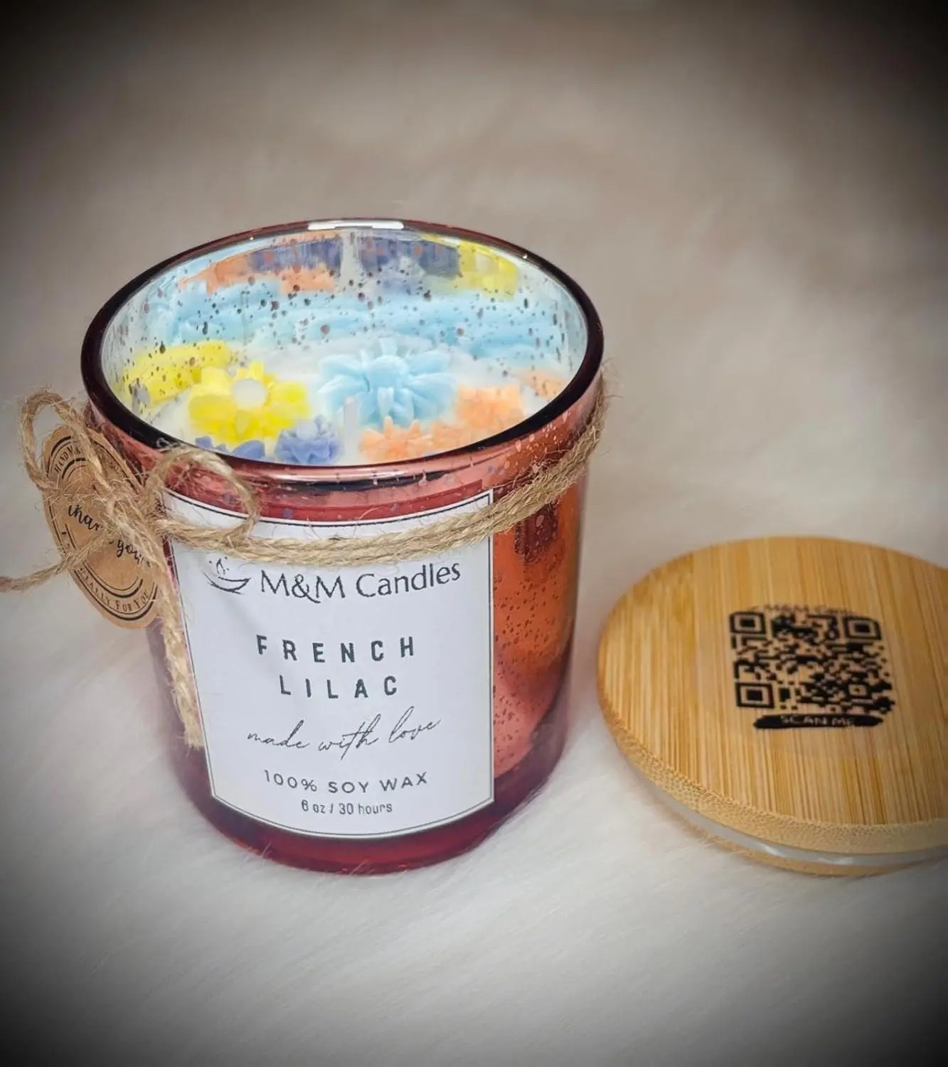 French Lilac, M&M Candles, 100% Soy Wax Scented Candles, 6 oz, 30 Hour Burning Time, Home, Gifts