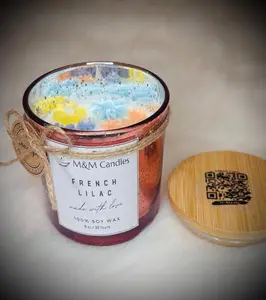 French Lilac, M&M Candles, 100% Soy Wax Scented Candles, 6 oz, 30 Hour Burning Time, Home, Gifts