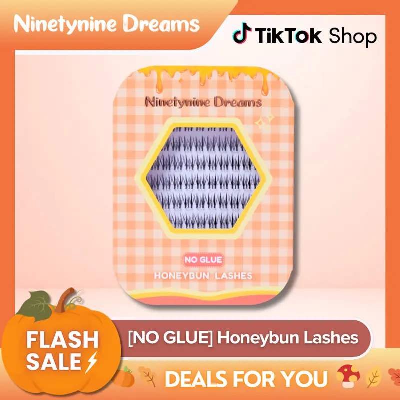 Ninetynine Dreams [NO GLUE] Honeybun Self-Adhesive Lashes | 12mm C Curl No Glue Required ress-On Lash Clusters - Spiky Anime Manhua Natural DIY Ultra-Thin Jelly Band False Eyelashes - Beginner Friendly Trendy Must-Have Easy Apply Lashes For Daily Makeup