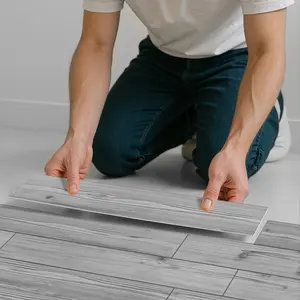 12PCS/24PCS CFT Crystal Irregular Marble Series Long Strip Tile Stickers (Matte) | PVC+PE Foam Light Grey Wood Look, Waterproof Oil-Proof Wall & Floor Decals for Kitchen Bathroom Ceiling Old Wood Walls Home Decor