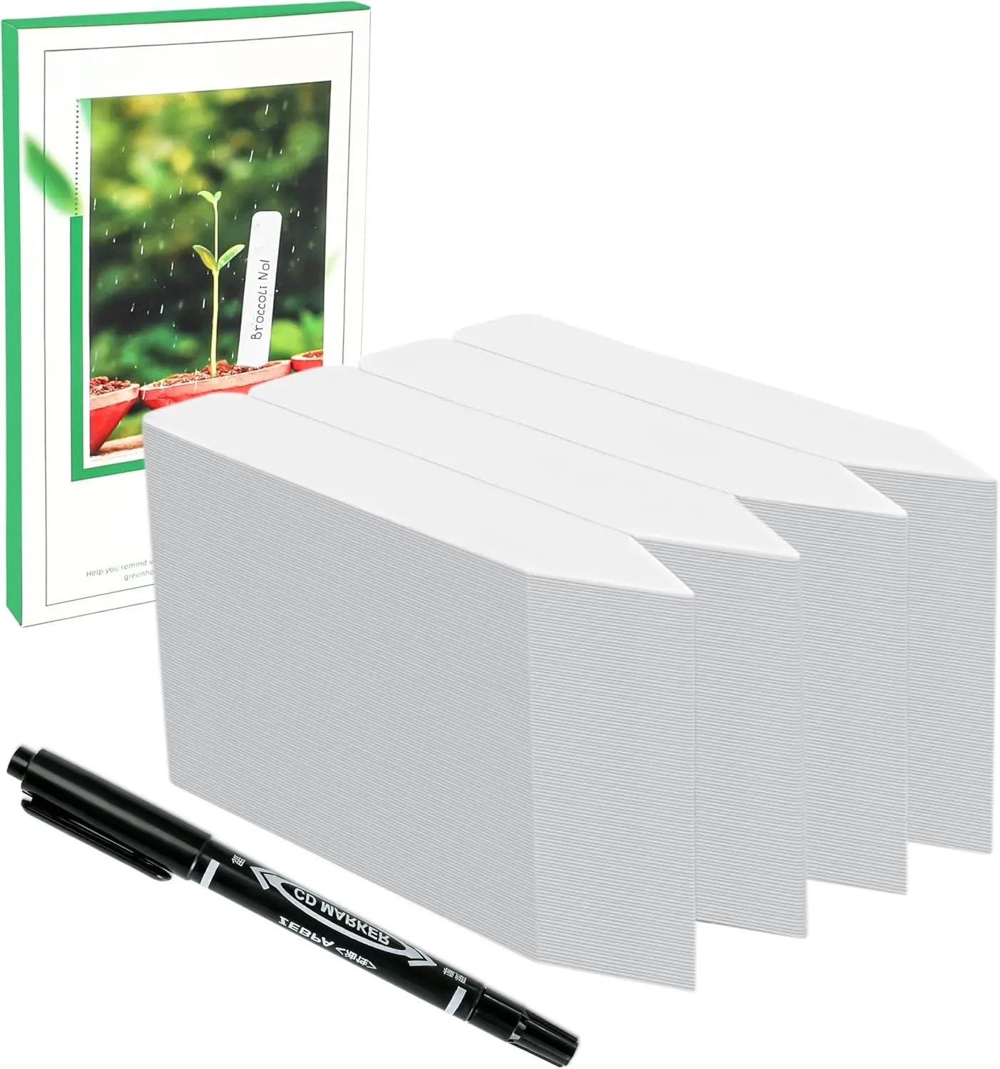 Labels 4 Inch 400 count Plastic  Name Tags for Seedlings Garden Labels Markers   Tags Seed Labels Stakes with Permanet Marking Pen  Markers for Outdoor Garden (White400)