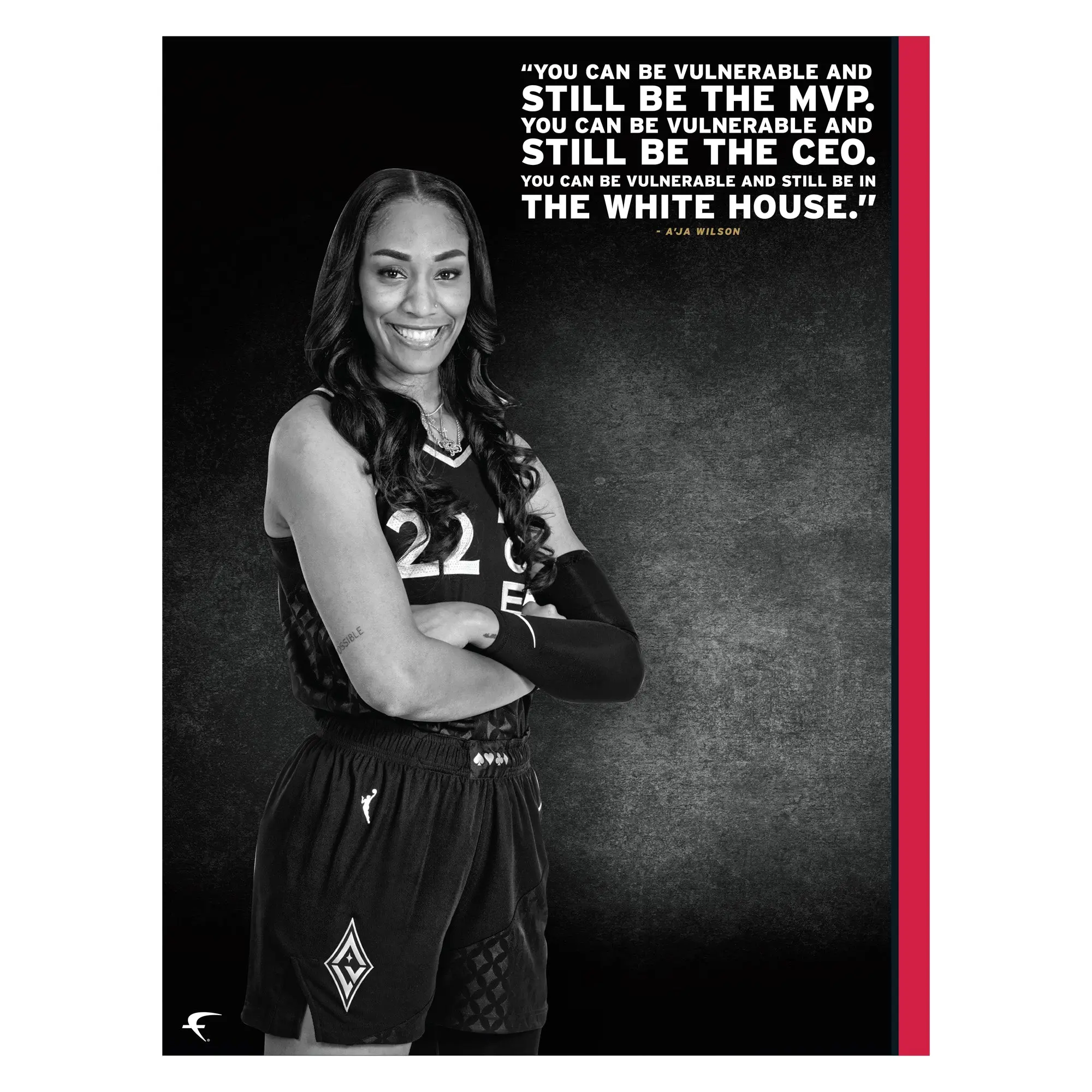 Official WNBA Las Vegas Aces A'ja Wilson Inspirational Print Peel & Stick Reusable Vinyl Wall Decal, Home Supplies Wall Art, Home Decor Sticker