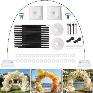 AXHJ Balloon Arch Kit, 7.4FT High&10FT Wide Fiber Balloon Arch Stand Frame with Bases and Bag DIY Wedding Birthday Baby Shower Decorations, Black